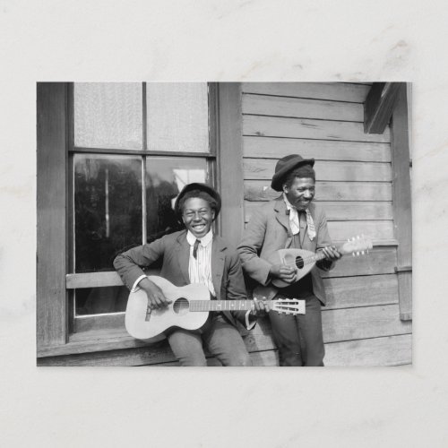 Black Men Playing Guitar 1902 Postcard