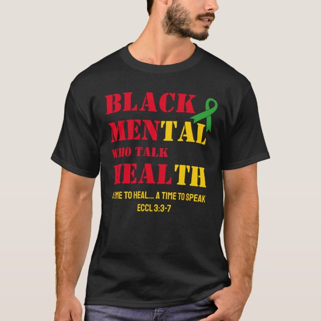Black Mental Health MEN WHO TALK HEAL T-Shirt (Front)