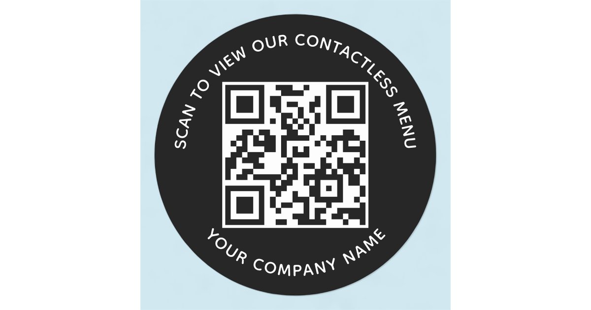 Black Menu QR Code Stickers Round Custom Business | Zazzle