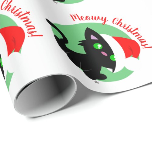 Black Meowy Christmas Kitty Wrapping Paper