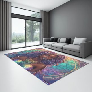 Black Mermaid Area Rug