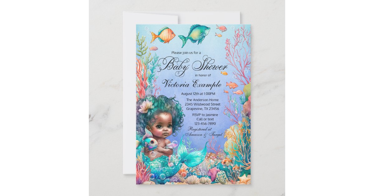 black-mermaid-baby-shower-invitation-zazzle