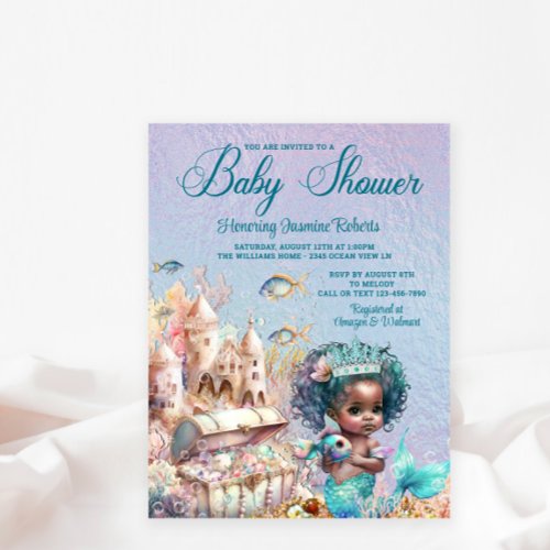 Black Mermaid Baby Shower Invitation Postcard