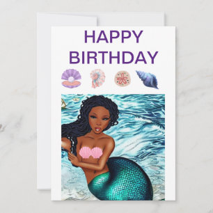 Black Mermaid beautiful brown skin seashells  Save The Date