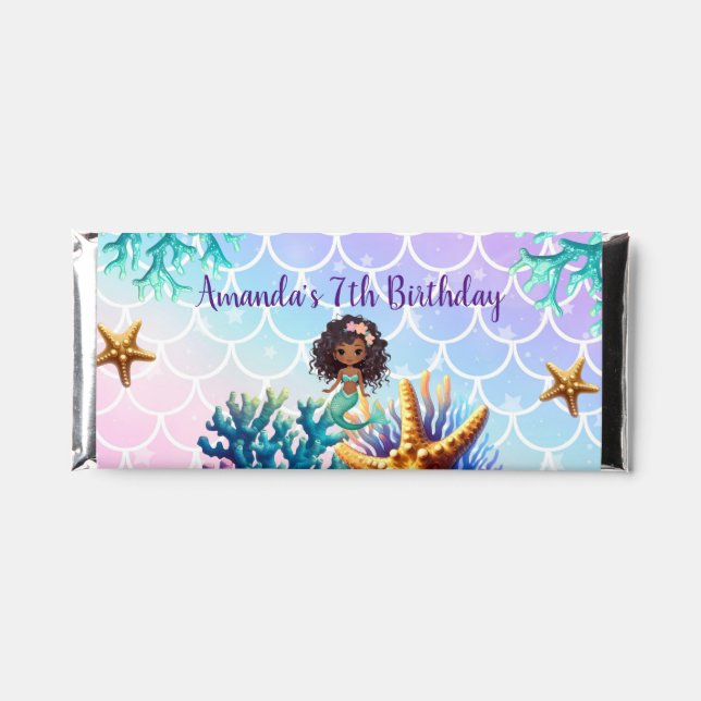 Black Mermaid Birthday Cany Wrapper Party Favors Hershey Bar Favors (Front)