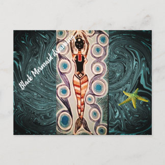 Black mermaid Dreaming. Postcard