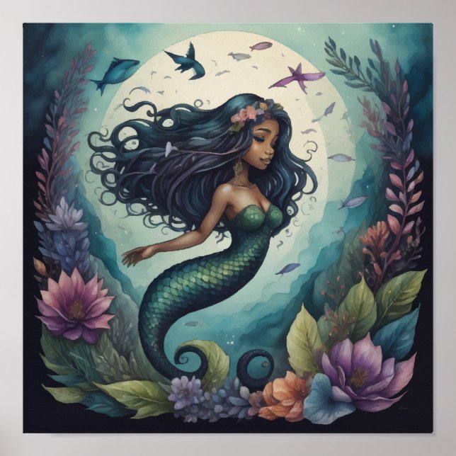 Black Mermaid Green Poster (Front)
