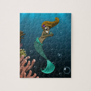 Black Mermaid Jigsaw Puzzle