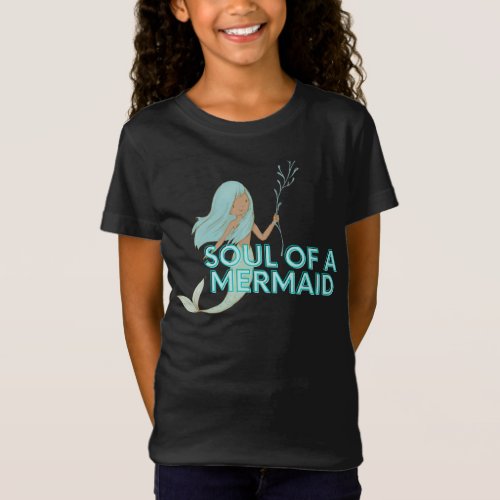 Black Mermaid Kids T_Shirt