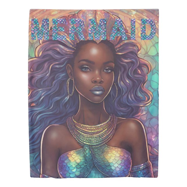 Black Mermaid Mythical Sea Creature Duvet Cover (Front)