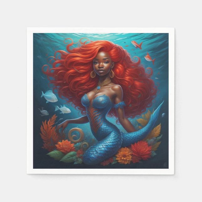 Black Mermaid  Napkins (Front)
