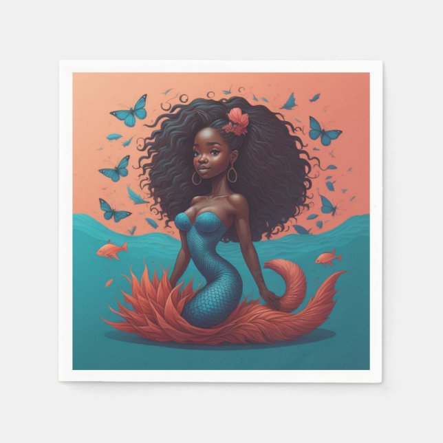 Black Mermaid Napkins (Front)