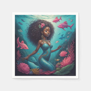 black mermaid ocean  napkins