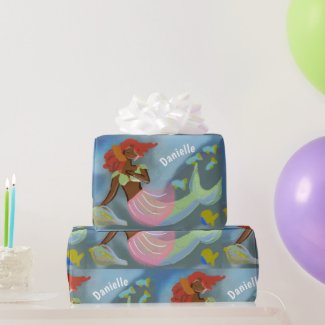 Black Mermaid Personalized Name Pattern