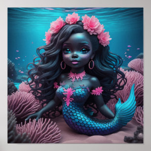 Black Mermaid Pink 2 Poster