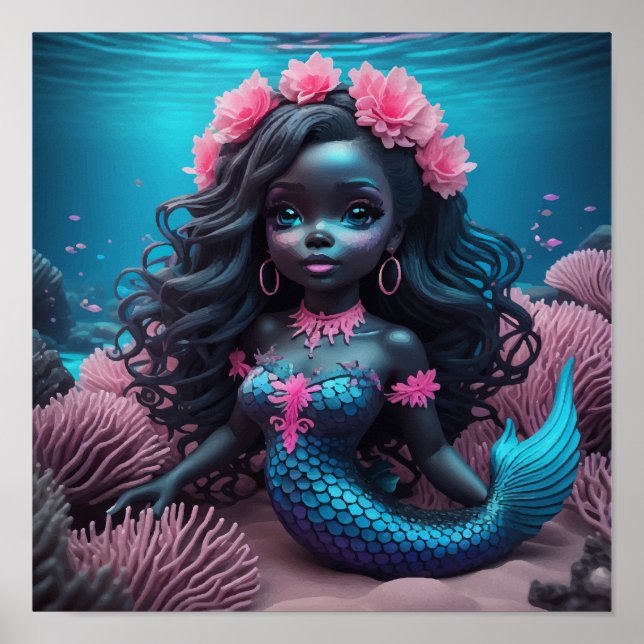 Black Mermaid Pink 2 Poster (Front)