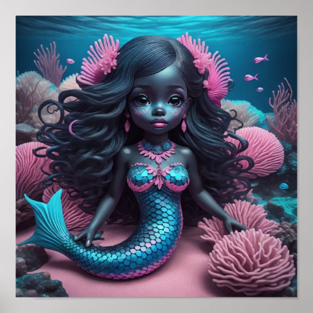 Black Mermaid Pink Poster (Front)