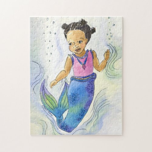 Black Mermaid Princess Girl puzzle