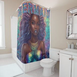 Black Mermaid Shower Curtain