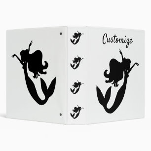 Black Mermaid Silhouette Thunder_Cove 3 Ring Binder