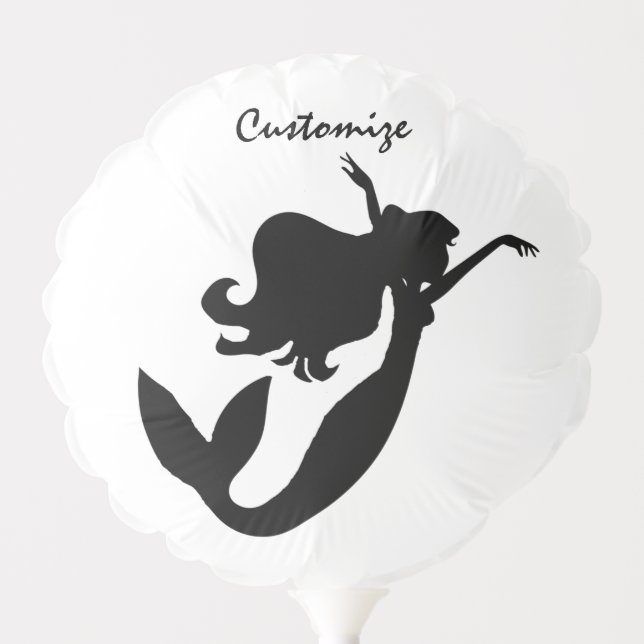 Black Mermaid Silhouette Thunder_Cove Balloon (Front)
