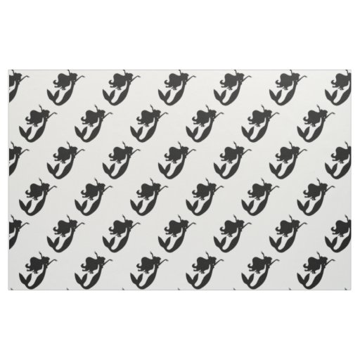 Black Mermaid Silhouette  Thunder_Cove Fabric