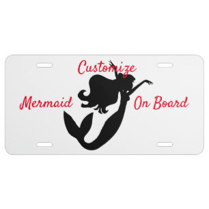 Black Mermaid Silhouette Thunder_Cove License Plate