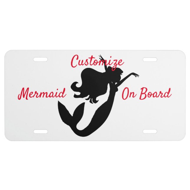 Black Mermaid Silhouette Thunder_Cove  License Plate (Front)