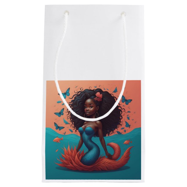 Black Mermaid  Small Gift Bag (Front)