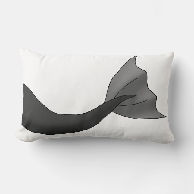 Black Mermaid Tail Lumbar Pillow (Front)