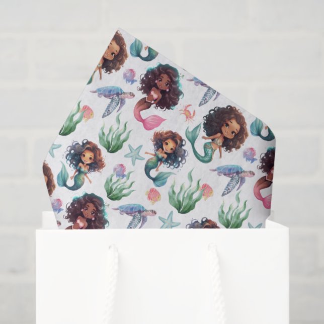 Black Mermaid Tissue Paper in White (Gift Bag)