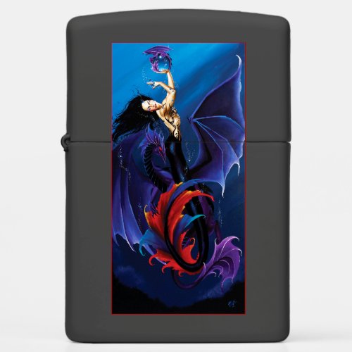 Black Mermaid Water Dragons Purple Zippo Lighter