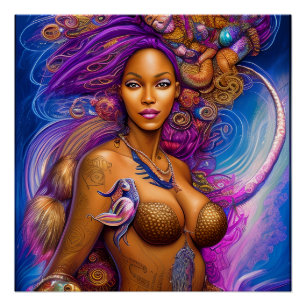 Black Mermaids Melanin Mermaid Ocean Sea Fish Fun Poster