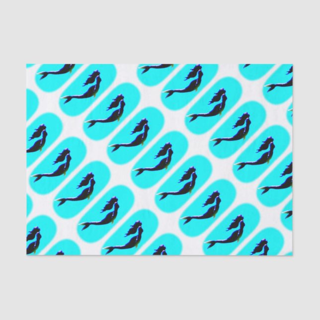 black mermaids swimming tissue paper (Front)