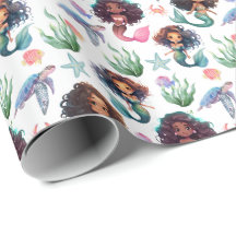 Black Mermaids Wrapping Paper.
