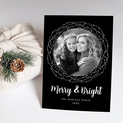 Black Merry and Bright Photo Holiday Card