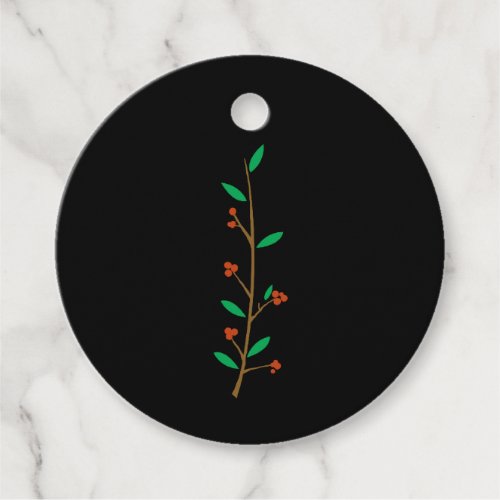 Black Merry Botanical Berry Branch Holiday Party Favor Tags