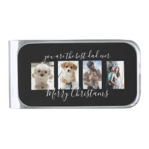 Black Merry Christmas Best Dad Ever Photo Silver Finish Money Clip