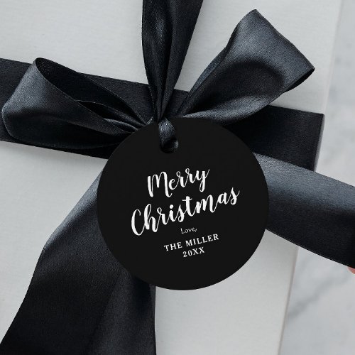 Black Merry Christmas Gift Favor Tags