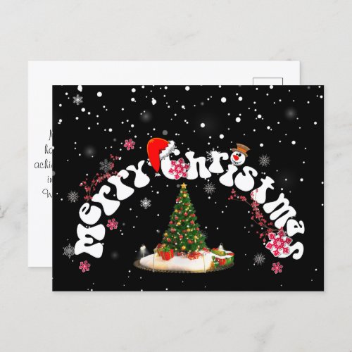 Black Merry Christmas Graffi Holiday Postcard