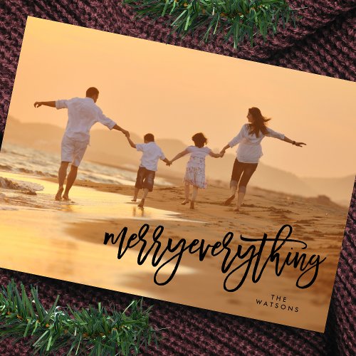 Black Merry Everything Photo Holiday Card