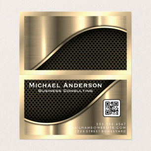 Black Mesh and Metallic Gold QR Code Business Card
