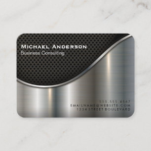 Black Mesh and Metallic Silver Business Card