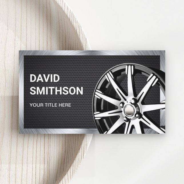 Black Mesh Chrome Car Alloy Wheel Rim Mechanic Business Card (Creator Uploaded)