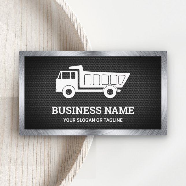 Black Mesh Construction Hauling Dump Truck Business Card (Creator Uploaded)