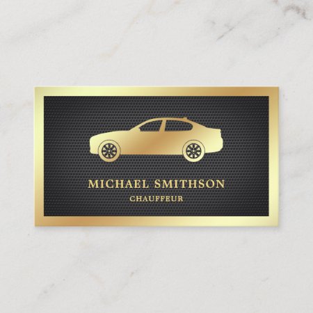 Black Mesh Gold Car Professional Chauffeur Business Card