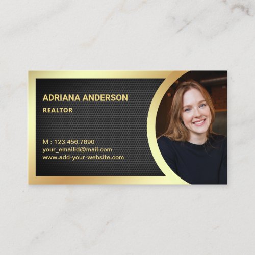 Black Mesh Gold Foil Real Estate Photo Realtor Business Card