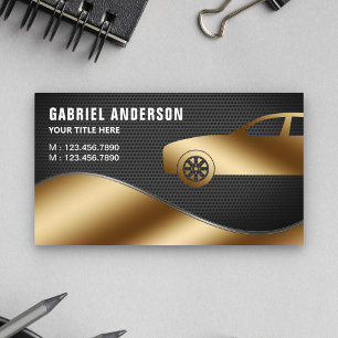 Black Mesh Gold Luxury Car Hire Chauffeur Business Card