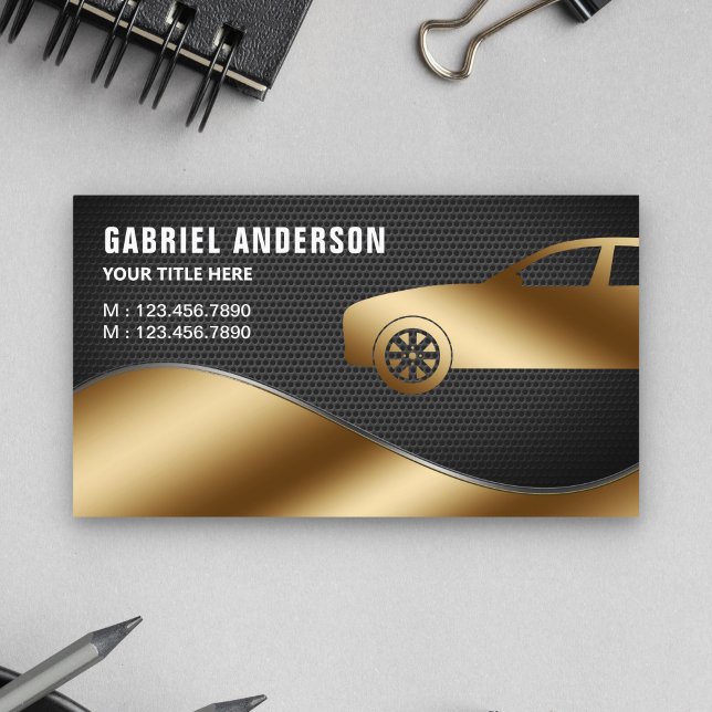 Black Mesh Gold Luxury Car Hire Chauffeur Business Card (Creator Uploaded)