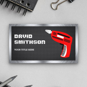 Black Mesh Hardware Power Tool Red Drill Machine Business Card
